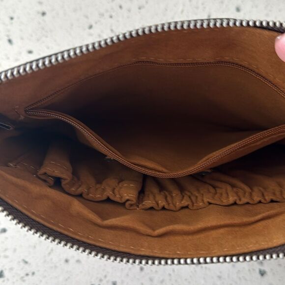 Patricia Nash Cassini Wristlet Leather Brown Turquoise Tooled Floral Zip Closure - Picture 12 of 12